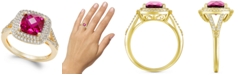 Macy's Lab-Created Ruby (2-1/2 ct. t.w.) and White Sapphire (1/2 ct. t.w.) Ring in 14k Gold-Plated Sterling Silver